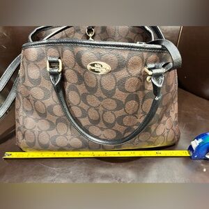 Coach Brown and Black Signature Shoulder Bag